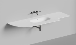 Salini ONDA FLOW OVAL 72 Столешница 800-3000x165 мм с раковиной 700х400 мм, ДК, S-Stone- белый мат мини 3 4