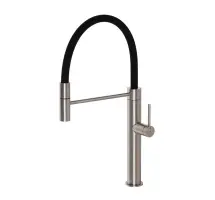 NOKEN ROUND INOX Однорычажный смеситель для мойки с вытяжным душем, матовая нержавеющая сталь