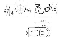 NOKEN ACRO COMPACT Унитаз подвесной RIMLESS 49 см, в комплекте сиденье с микролифтом, Matt black мини 3 3