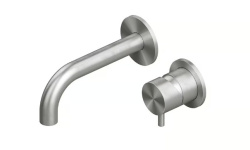 QUADRO DESIGN SOURCE Смеситель для раковины на 2 отверстия из стены, Brushed Stainless Steel мини 1