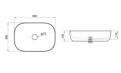 NOKEN LIEM Раковина 56х39 см для установки на столешницу без перелива, с ДК, белый мини 3 2