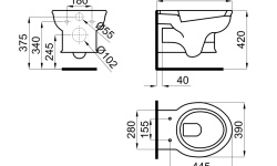 NOKEN ANTIC Унитаз подвесной с креплениями 540х390 мм, белый мини 3 2