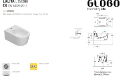 GLOBO LALITA Биде подвесное 54х36хh26, белый мини 3 4