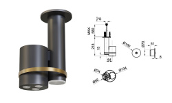 NOKEN PACK EYE Душевой комплект со смесителем, потолочной лейкой с хромотерапией, браш. золото мини 3 10
