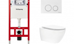 TECEspring R Комплект с подвесным унитазом, сиденьем, панелью смыва, белый/белый глянцевый/хром мини 1