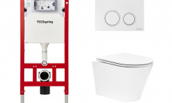 TECEspring K Комплект с подвесным унитазом, сиденьем, панелью смыва, белый/белый глянцевый/хром мини 1