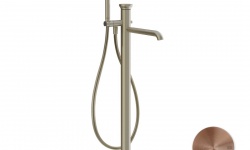 GS ORIGINI Внешние части напольного смесителя для ванны с ручным душем, Copper Brushed PVD мини 1