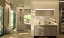 NOKEN PACK OXO Душевой комплект с термостатом, верхний душ, брашированный титан мини 3 8