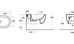 GLOBO MODE Биде подвесное, 53х34хh29 см, 1 отв., белый мини 3 2