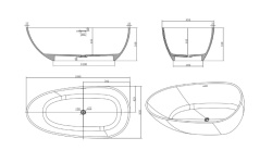 KNIEF EGG Shape Ванна отдельностоящая 170x85x54 см, 70 Jaspis/хром мини 3 8