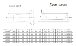 WHITECROSS Wave Slim Ванна акриловая пристенная 170x70 см, 210 л, белый глянец мини 3 4