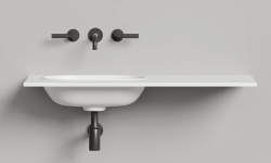 Salini ONDA EDGE OVAL Столешница до 2000х700х10 мм с раковиной 520х360, ДК, S-Stone- белый матовый мини 3 4