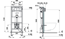 LAUFEN CW1 Инсталляция для подвесного унитаза, двойной смыв 6/3л, 112 см мини 3 2