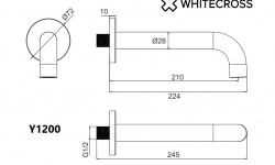 WHITECROSS Излив настенный, золото мини 3 3