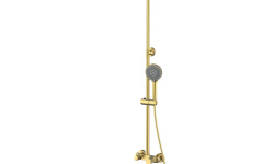 NEMO Душевая стойка с однорычажным смесителем, верхний душ (латунь) 25 см, BRUSH GOLD мини 1
