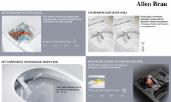 ALLEN BRAU SMART Унитаз подвесной умный, торнадо, с функцией биде, 588x375хH350 мм, белый мини 3 10