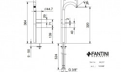 FANTINI AA/27 Смеситель для раковины на 1 отверстие, высокий излив, БЕЗ ДК, Matt Gun Metal PVD мини 3 3