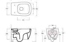 ALICE WUNDER Комплект: Унитаз подвесной aliflush, 53x31 см, с сиденьем SC, крепежом, белый глянцевый мини 3 6