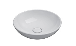 GLOBO Раковина накладная 40х14 см в комплекте донным клапаном с керамической крышечкой, белый мини 1