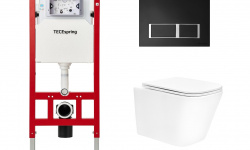 TECEspring S Комплект с подвесным унитазом, сиденьем, панелью смыва, белый/черный матовый/хром мини 1