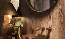GESSI HABITO RIGATO Внешняя часть смесителя для раковины из стены, Brushed Brass PVD мини 3 4