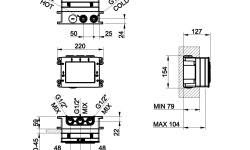 GS HI-FI COMPACT Встраиваемые части для термостатического смесителя с кнопками, 1/2" соединение мини 3 2