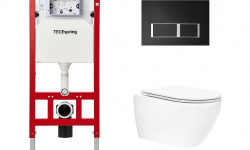 TECEspring R Комплект с подвесным унитазом, сиденьем, панелью смыва, белый/черный матовый/хром мини 1