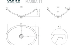 Salini MAREA 11 Раковина встраиваемая 550х400х135 мм, без перелива, БЕЗ ДК, S-Stone - белый матовый мини 3 5