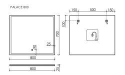 SANCOS Palace Зеркало с подсветкой, сенсорный выключатель, 800х700 мм мини 3 5