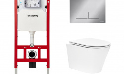 TECEspring K Комплект с подвесным унитазом, сиденьем, панелью смыва, белый/сатин мини 1