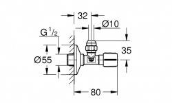 GROHE Вентиль угловой 1/2″-3/8″ для подключения смесителей, хром мини 3 2