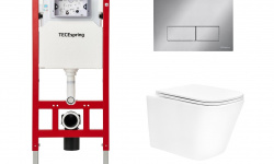 TECEspring S Комплект с подвесным унитазом, сиденьем, панелью смыва, белый/сатин мини 1
