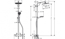 HG Crometta S Showerpipe 240 1jet Душевая стойка с термостатом, верхний душ 240 мм, 16 л/мин, хром мини 3 2
