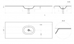 Salini ONDA FLOW OVAL Столешница до 2000х700х10 мм с раковиной 520х360, ДК, S-Stone- белый матовый мини 3 2