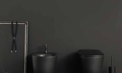 KERASAN NOLITA Унитаз подвесной БЕЗОБОДКОВЫЙ в комплекте с крепежом WB9N, Nero matt мини 3 4