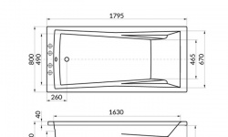 WHITECROSS Palace Ванна акриловая 180x80 см, гидромассаж "SMART", перелив, каркас, белый/бронза мини 3 3