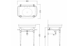 DD ROSE КОМПЛЕКТ: Консоль с раковиной, зеркалом, 2 бра, смесителем и аксессуарами, хром мини 3 6