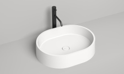 Salini GLORIA 10 Раковина накладная 560х440х125 мм, без перелива, БЕЗ ДК, S-Stone - белый матовый мини 3 2