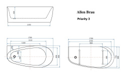ALLEN BRAU PRIORITY 2 Ванна акриловая с панелью, 1700х800 мм, слив-перелив, белая/антрацит (291970) мини 3 3