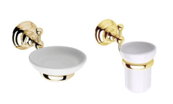 NICOLAZZI ACCESSORI BAGNO Комплект аксессуаров, белый/GOLD BRASS мини 1