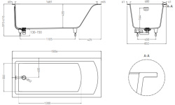 Salini CASCATA KIT Ванна встраиваемая 1806x802x593/610 мм, S-Sense - белый глянцевый/фурнитура белый мини 3 9