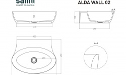 Salini ALDA WALL 02 Раковина подвесная 580х450х150 мм, без перелива, БЕЗ ДК, S-Stone - белый матовый мини 3 2