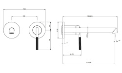 GESSI INGRANAGGIO Смеситель для раковины из стены на 2 отв., Black Metal Brushed PVD мини 3 2