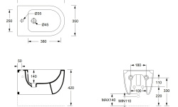 ALICE UNICA Биде подвесной 55х35 см, форма-круг, белый глянцевый мини 3 5