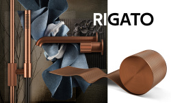 GESSI HABITO RIGATO Внешняя часть смесителя для раковины из стены, Brushed Brass PVD мини 3 5