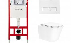 TECEspring S Комплект с подвесным унитазом, сиденьем, панелью смыва, белый/белый глянцевый/хром мини 1
