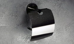 BEMETA HEMATIT Держатель туалетной бумаги с крышкой 155x140x80 мм, черный глянцевый мини 3 3