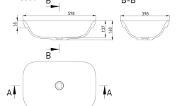 Salini MAREA 02 Раковина полувстраиваемая 598х398х160 мм, БЕЗ перелива, БЕЗ ДК, S-Stone - белый мат мини 3 5