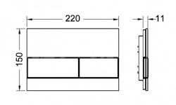 TECEsquare II Панель смыва с двумя клавишами металлическая, черный матовый мини 3 3