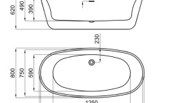 NOKEN LOUNGE FLUID Ванна акриловая свободностоящая, 170х80хH см, RAL мини 3 10